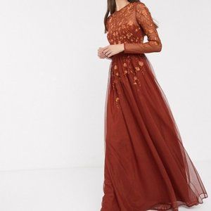 Asos Lace Long Sleeve Maxi Dress